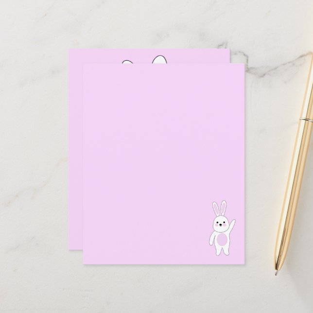 Hase. Weiß und rosa. (Vorderseite/Rückseite Beispiel)