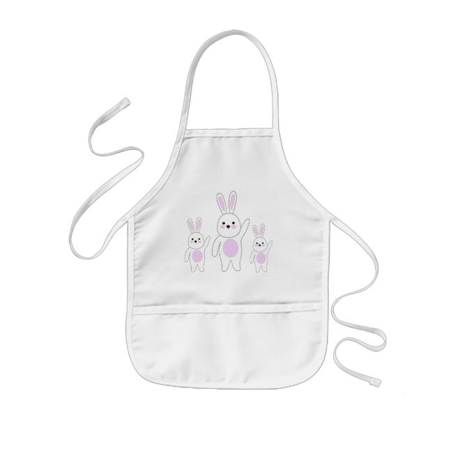Hase. Weiß und rosa. Kinderschürze (Vorne)