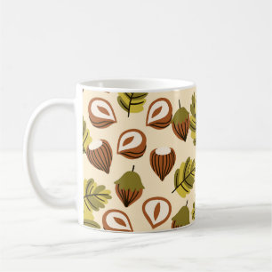 Haselnuss-Blätter Acorns Nahtloses Muster Kaffeetasse
