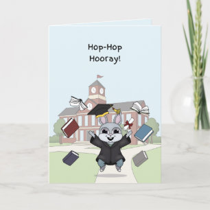 Hasen-Abschlusskarte für Kinder „Hop-Hop Hurra“ Karte