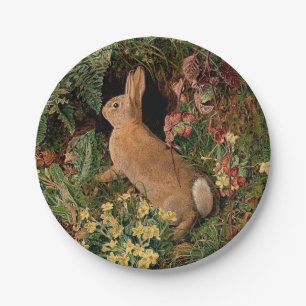 Hasen-Blume Farne Vintage Waldquelle Pappteller