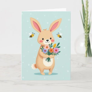 Hasen-Blumen-Freund-Karte Karte