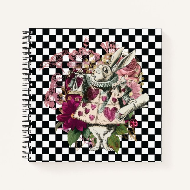 Hasen der modernen Alice im Wunderland Notizbuch (Vorderseite)
