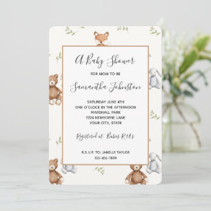 Hasen, Füchse & Bären Baby Shower Einladung