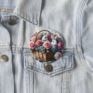 Hasen, gebettet zwischen Cottage-Rosen Button