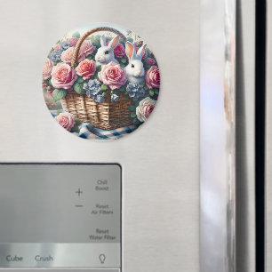 Hasen, gebettet zwischen Cottage-Rosen Magnet