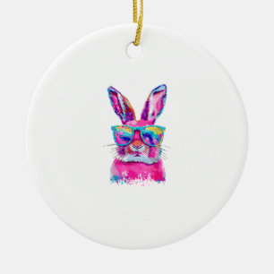 Hasen-Gesicht mit Tie Dye Brille Frohen Ostertag M Keramik Ornament
