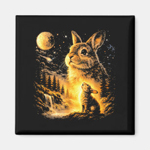 Hasen heult zum Mond vintage 90er Tiere Magnet