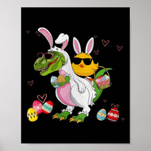Hasen Huhn Reitender Dinosaurier T Rex Eiersuche D Poster