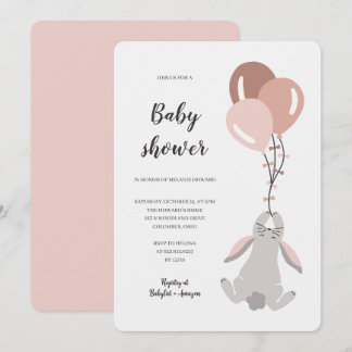 Hasen-Illustration Mädchen-Baby-Shower-Einladung Einladung