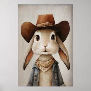 Hasen im Cowboyhut-Druck, Kaninchen-Wandkunst, Bau Poster