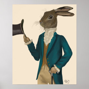 Hasen im Türkis-Mantel Poster