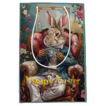 Hasen im Vintage-Look trinken Tee Frohe Ostern