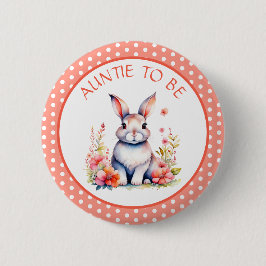 Hasen in Blume Tante to Be Baby Dusche Button