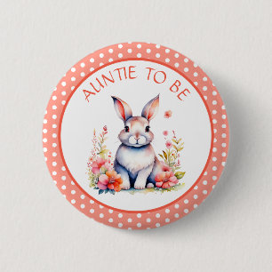 Hasen in Blume Tante to Be Baby Dusche Button
