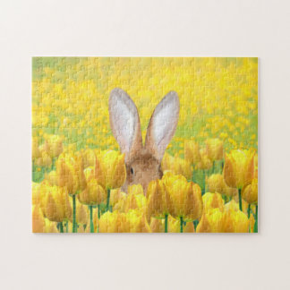 Hasen in Tulpen