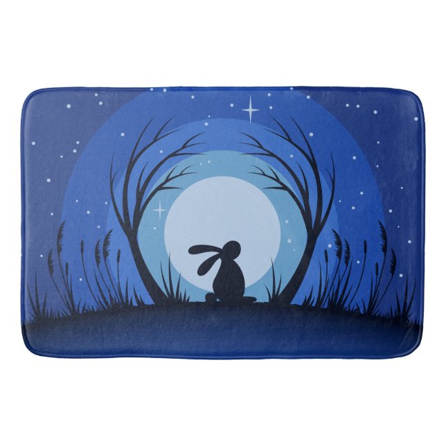 Hasen, Kaninchen, Mondschein-Silhouette Badematte (Vorderseite)