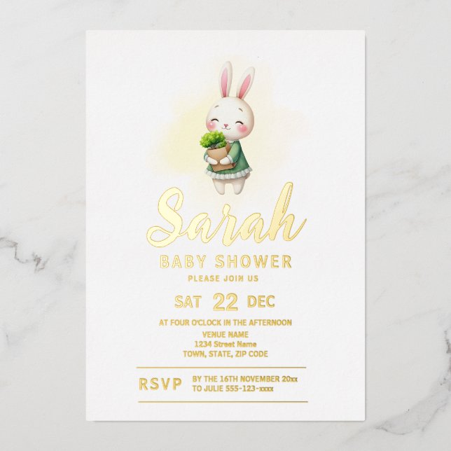 Hasen-Kaninchen-Waldtierdusche Folieneinladung (Vorderseite)