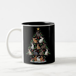 Hasen-Kaninchen-Weihnachtsbaum-Lichter Haustiere Zweifarbige Tasse