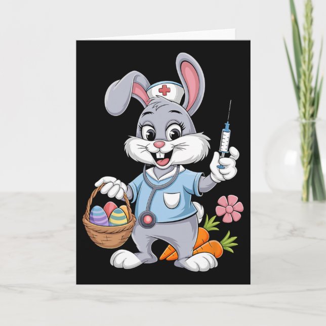 Hasen-Krankenschwester Ostertag Stethoskop Kaninch Karte (Vorderseite)