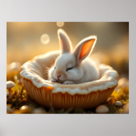 Hasen-Kunst – Schlafendes Babykaninchen in kuschel Poster