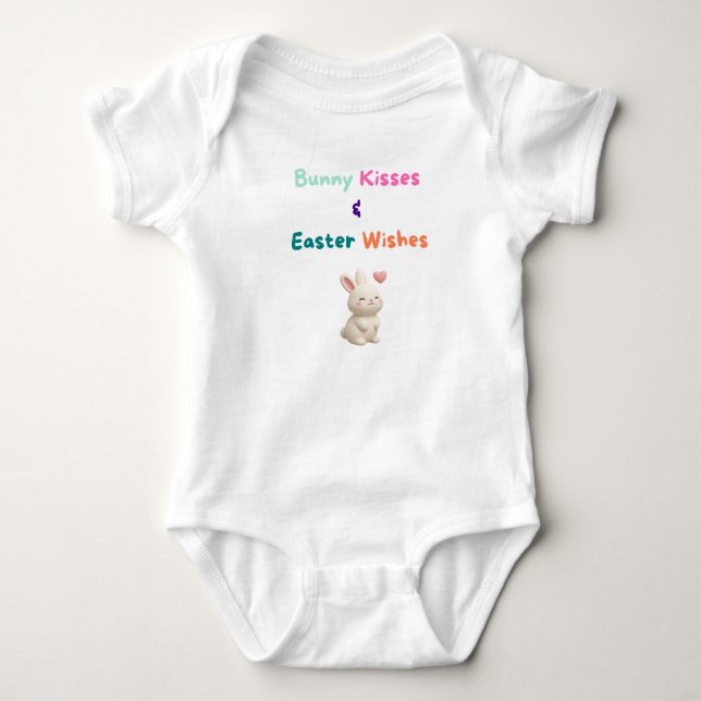 Hasen Küsschen & Ostergrüße Baby Strampler (Vorderseite)
