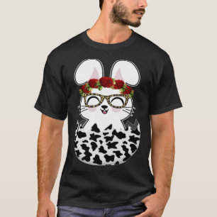 Hasen-Leoparden-Brille mit Blumen im Inneren Oster T-Shirt