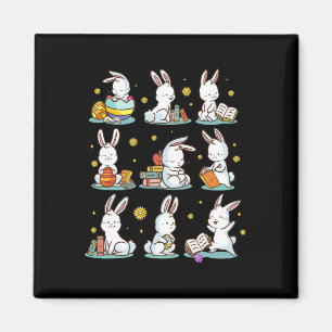 Hasen liest Buch Frohe Ostern Buchwurm Kinder Männ Magnet