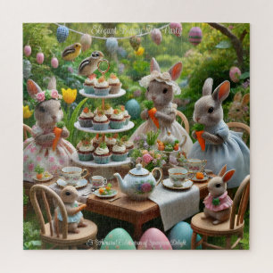 Hasen-Oster-Teeparty, elegante Frühlings-Tiere