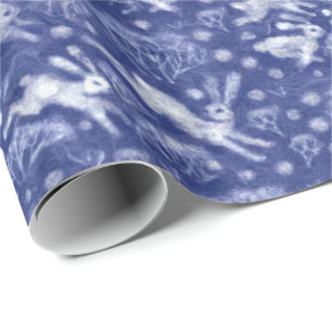 Hasen Schnee Feld Weiße Kaninchen Winter Muster Bl Geschenkpapier