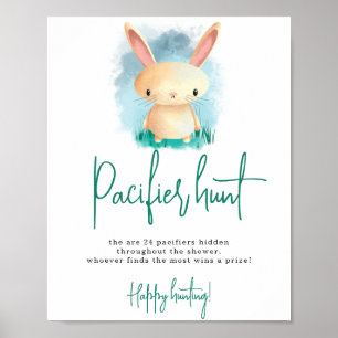 Hasen-Schnuller Jagdspiel Babyparty Poster