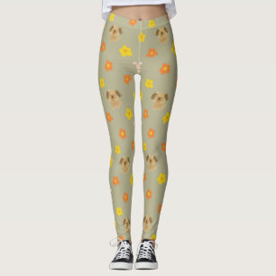 Hasen- und Welpenmuster Leggings