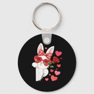 Hasen Valentinstag Hase Hase Kokette Schleife Wo Schlüsselanhänger