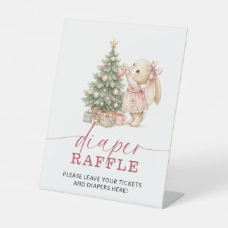Hasen-Weihnachts-Baby-Shower-Windeln-Raffle-Schild Sockelschild