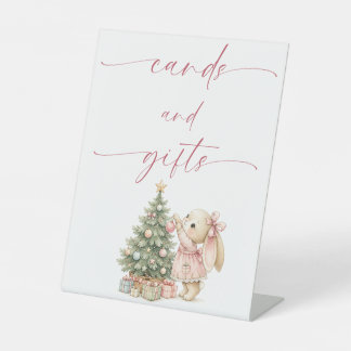 Hasen-Weihnachtskarten und Geschenke-Tischschild Sockelschild