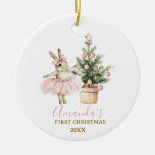 Hasenkaninchen erstes Weihnachtsandenken Baby Mädc Keramik Ornament