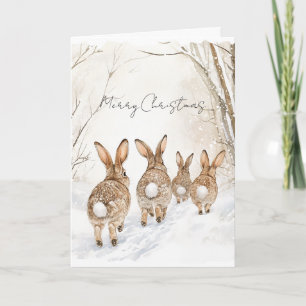 Hasenkaninchen im Schnee Weihnachten Karte