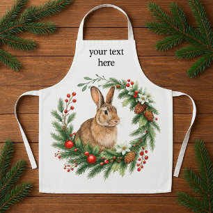 Hasenkaninchen und Weihnachtskranz  Schürze