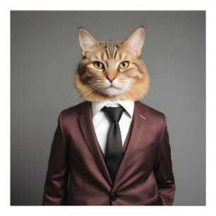 Hasenkatze im Anzug Fotodruck