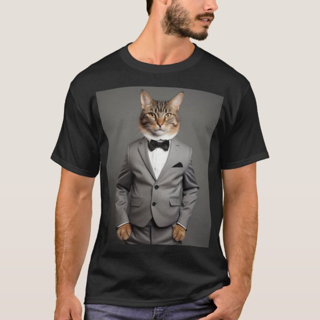 Hasenkatze im Anzug T-Shirt (Vorderseite)