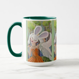 Hasenmädchen und Schwan - Whimsical Art Tasse