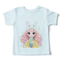 Hasenmützen-Cartoon-T-Shirt für Kleinkinder