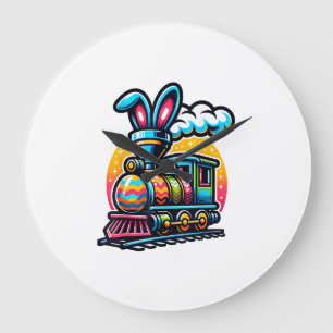 Häsenzug Eisenbahn Osterei Kinder Kleinkinder Jung Große Wanduhr