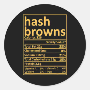 Hash Browns Ernährung Thanksgiving-Essen Fakten Xm Runder Aufkleber