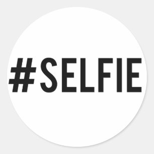 Hash Tag Selfie, Wortart, Textdesign für T - Shirt Runder Aufkleber