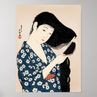 Hashiguchi Goyo - Frau in blau Coming your Hair