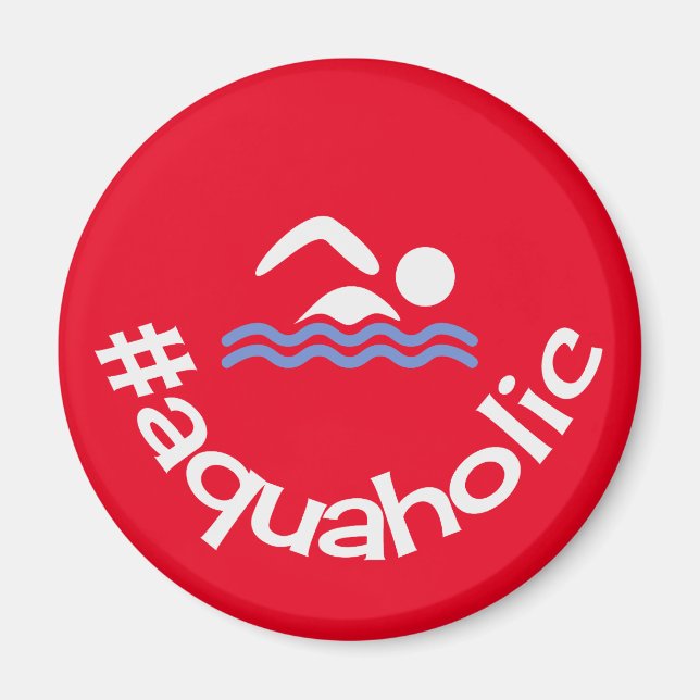Hashtag Aquaholic lustige rote Schwimmer Magnet (Vorne)
