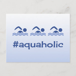 Hashtag Blau Schwimmer Spaß aquaholisch Postkarte