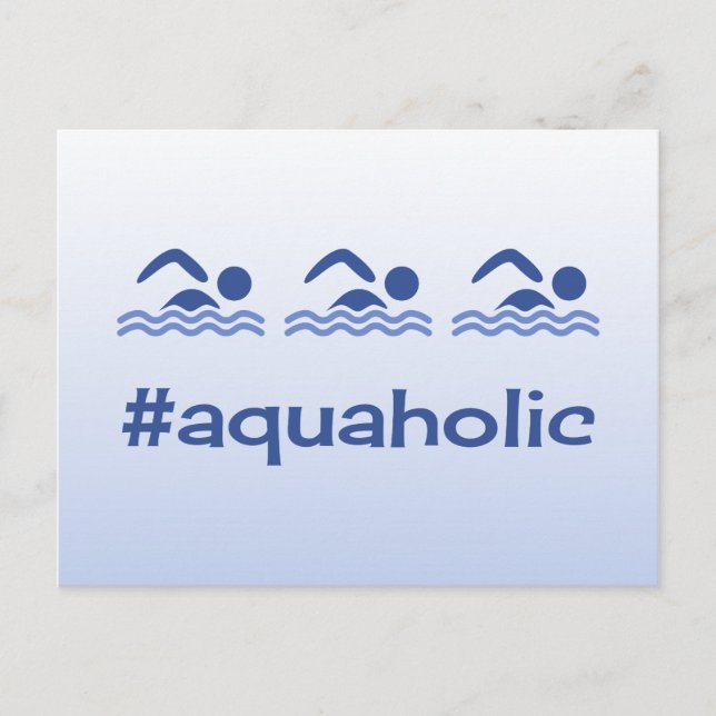 Hashtag Blau Schwimmer Spaß aquaholisch Postkarte (Vorderseite)