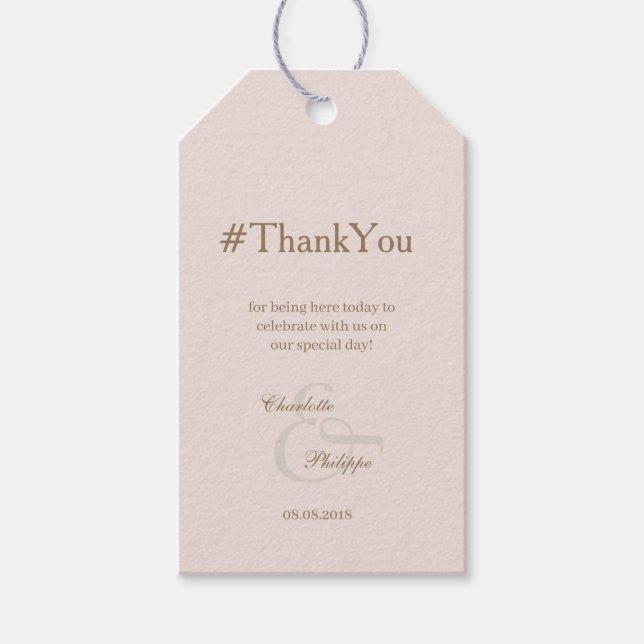 Hashtag Blush Ampersand Hochzeit Danke, Geschenk T Geschenkanhänger (Vorderseite)